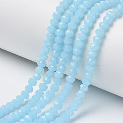 Glass Beads Strands, Imitation Jade, Faceted, Rondelle, Cyan, 4x3mm, Hole: 0.4mm, about 130pcs/strand, 16.54 inch(42cm)(EGLA-A034-J4mm-D04)