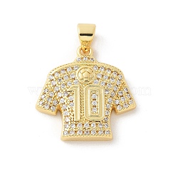 Brass Micro Pave Cubic Zirconia Pendants, Clothes, Rack Plating, Cadmium Free & Lead Free, Long-Lasting Plated, Real 18K Gold Plated, 20.5x20x4mm, Hole: 3.5x3.5mm(KK-P294-14G)