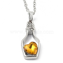 Alloy Resin Pendant Necklaces, with Cable Chains, Bottle with Heart, Platinum, Gold, 16.73 inch(42.5cm)(NJEW-B0003-07P)