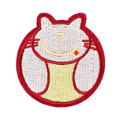 Cat Shape Computerized Embroidery Cloth Iron on/Sew on Patches, Costume Accessories, Appliques, Gainsboro, 77x71x1.5mm(DIY-M006-13)
