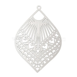 Non-Tarnish 304 Stainless Steel Filigree Big Pendants, Etched Metal Embellishments, Teardrop Charm, Stainless Steel Color, 59.5x40x0.2mm, Hole: 1.8mm(STAS-K257-04P)