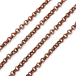 Iron Rolo Chains, Belcher Chain, Unwelded, Lead Free and Nickel Free, Red Copper Color, with Spool, Size: Chain: about 2.5mm in diameter, 1mm thick, about 328.08 Feet(100m)/roll(CH-S067-R-FF)