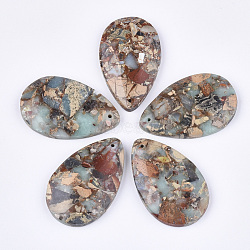 Synthetic Aqua Terra Jasper Pendants, Drop, 47~48x29~30.5x5~7mm, Hole: 1.4mm(G-S329-078)