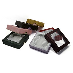 Square Shaped PVC Cardboard Satin Bracelet Bangle Boxes for Gift Packaging, Mixed Color, 90x90x24mm(CBOX-O001-01)