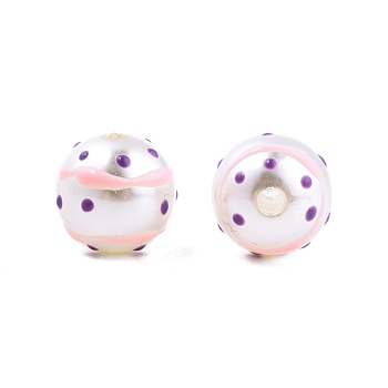 Spot Pattern Opaque ABS Plastic Imitation Pearl Enamel Beads, Round, Blue Violet, 11.5~12mm, Hole: 2mm