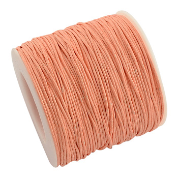 Waxed Cotton Thread Cords, PeachPuff, 1mm, about 100yards/roll(300 feet/roll)