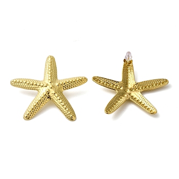 304 Stainless Steel Irregular Exaggerated Starfish Stud Earrings, Golden, 48.5x50mm