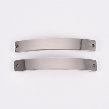 201 Stainless Steel Link Connectors, Laser Cut, Rectangle, Stainless Steel Color, 6x40.5x1.5mm, Hole: 1.2mm
