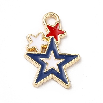 Alloy Enamel Pendants, Cadmium Free & Nickel Free & Lead Free, Golden, Star Charms, Colorful, 17x12x1.5mm, Hole: 1.8mm