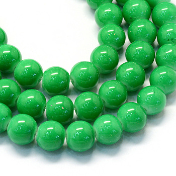 Baking Painted Glass Round Bead Strands, Medium Sea Green, 8.5~9mm, Hole: 1.5mm, about 100~105pcs/strand, 31.8 inch