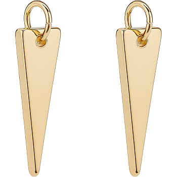 BENECREAT 20Pcs Brass Pendants, Long-Lasting Plated, Triangle, Real 18K Gold Plated, 17.5x6x1.5mm, Hole: 3mm