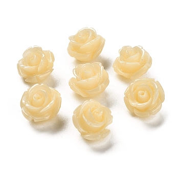 Synthetic Coral Carved Beads, Dyed, Flower, Moccasin, 11.5x11.5x8.5mm, Hole: 1.2mm