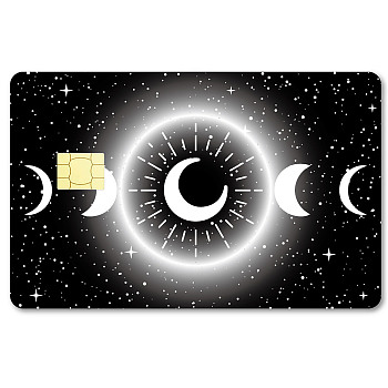 Rectangle PVC Plastic Waterproof Card Stickers, Self-adhesion Card Skin for Bank Card Decor, Moon, 186.3x137.3mm