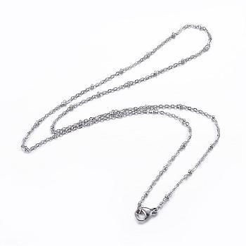 304 Stainless Steel Cable Chain Necklaces, with Lobster Claw Clasps, Stainless Steel Color, 17.91 inch(45.5cm), 1.5mm
