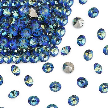 Preciosa&reg MAXIMA Crystal Round Stones, Czech Crystal, Aluminium Layer, Round(431 11 615 Chaton), 00030 296 Bermuda Blue, SS12/PP24(3~3.2mm)