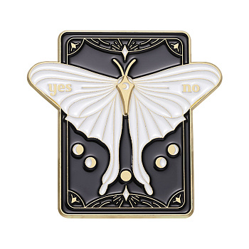Butterfly Talking Board Enamel Pins, Alloy Brooches for Backpack Clothes, Black, 49x50mm