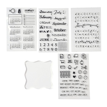 Silicone Stamps, for DIY Scrapbooking, Photo Album Decorative, Cards Making, Stamp Sheets, Clear, 10~21.5x10~20cm, 1pc, 10~21.5x10~20cm, 1pc, 10~21.5x10~20cm, 1pc, 10~21.5x10~20cm, 1pc, 10x10x1cm, 1pc
