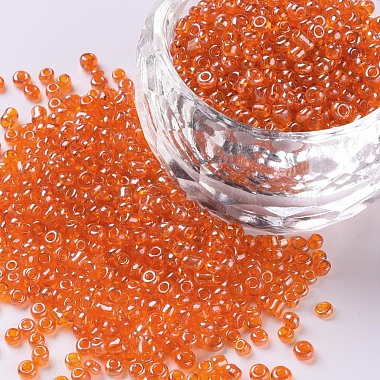 Dark Orange Round Glass Beads