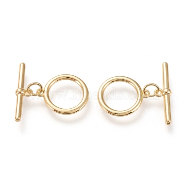 Real 18K Gold Plated Ring Brass Toggle Clasps