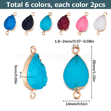 12Pcs 6 Colors Druzy Quartz Crystal Dyed Connector Charms(FIND-SC0005-33)-2
