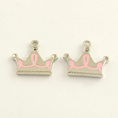 Platinum Pink Crown Alloy+Enamel Pendants