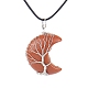 Synthetic Goldstone Crescent Moon Pendant Necklaces(PW-WG70010-01)-1