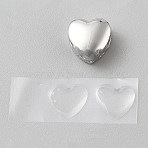 Heart 925 Sterling Silver European Beads, Rhodium Plated Large Hole Beads, with Epoxy Resin Cabochon, Platinum, 10.5x11x7mm, Hole: 4.3mm(STER-WH0010-59)