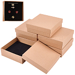 6Pcs Square Kraft Paper Jewelry Boxes, Necklace Boxes, with Black Sponge, BurlyWood, 11.2x11.2x3.8cm(CBOX-CN0001-02)