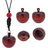 Rosewood Apple Box Jewelry Pendants, Apple Charm, with Screw Cap, for Diffuser, Saddle Brown, 24.5x21.5mm, Hole: 1.6mm, Inner Diameter: 15mm(WOOD-WH0027-64)