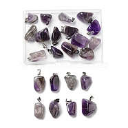 Natural AmethystPendants, with Stainless Steel Snap On Bails, Nuggets, 15x10x5mm, Hole: 3mm(G-CJ0001-33C)