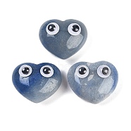 Natural Blue Aventurine Figurines, with Resin Eye, for Home Office Desktop Feng Shui Ornament, Heart, 20x24x12mm(G-H073-01E)