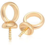 50Pcs Brass Screw Eye Peg Bails Charms, for Half Drilled Bead, Golden, 9x5x3.5mm, Hole: 3.5mm, Pin: 0.5mm(KK-BBC0003-45)