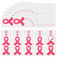 PVC Breast Cancer Pink Awareness Ribbon Sticker, Waterproof Self Adhesive Decals for Bottle, Laptop, Helmet Decoration, Hot Pink, 109x55x0.2mm, Sticker: 50x40mm(DIY-WH0431-01)