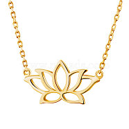 SHEGRACE Vogue Design 925 Sterling Silver Pendant Necklace, Real 18K Gold Plated, with Lotus Flower Pendant(Chain Extenders Random Style), Golden, 16.1 inch(JN37A)