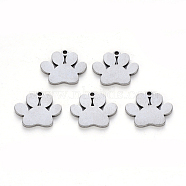 304 Stainless Steel Charms, Laser Cut, Dogs Paw Print, Stainless Steel Color, 13x15x1mm, Hole: 1.2mm(STAS-N092-46)