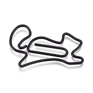 Squirrel Shape Iron Paperclips, Cute Paper Clips, Funny Bookmark Marking Clips, Black, 21x34x1mm(TOOL-L008-014O)