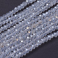 Electroplate Glass Beads Strands, Full Rainbow Plated, Faceted, Rondelle, Clear, 3x2mm, Hole: 0.8mm, about 185~190pcs/strand, 14.9~17.3 inch(38~44cm)(X-GLAA-F076-FR14)