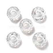 Transparent Resin European Beads, Large Hole Beads, Faceted, Rondelle, Clear, 13.5x8mm, Hole: 5.5mm(RESI-B020-05C)