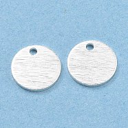 Brass Charms, Flat Round, 925 Sterling Silver Plated, 8x1mm, Hole: 1.2mm(KK-Y003-06F-S)