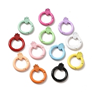 Spray Painted Alloy Spring Gate Rings, Ring with Strawberry, Mixed Color, 32.5x26.5x4~5mm(ALRI-Q362-03G)