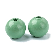 Wood Large Hole European Beads, Round, Medium Aquamarine, 19~20x18mm, Hole: 4.2mm(X-WOOD-D027-01H)