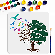 US 1Pc PET Hollow Out Drawing Painting Stencils, for DIY Scrapbook, Photo Album, with 1Pc Art Paint Brushes, Tree, 300x300mm(DIY-MA0004-68A)