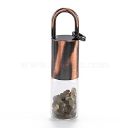 Glass Roller Bottle, with Natural Labradorite Roller Balls and Chips, Essential Oil Perfume Bottles, Red Copper Brass Bottle Cap, 62.5x16mm, Hole: 10x14mm, Jump Ring: 8x1mm(G-F701-01C)