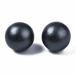 Painted Round Schima Wood Earrings for Girl Women, Stud Earrings with 316 Surgical Stainless Steel Pins, Black, 15mm, Pin: 0.7mm(EJEW-T017-01A)