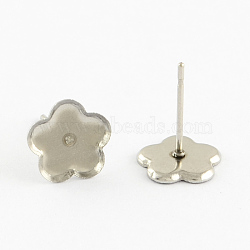 Flower Earring Enamel Settings 304 Stainless Steel Stud Earring Findings, Stainless Steel Color, 9x9x1mm(X-STAS-Q170-05)