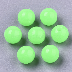 Luminous Acrylic Beads, Glow in the Dark, Round, Lawn Green, 6mm, Hole: 1.6mm, about 4600pcs/500g(MACR-N008-25E-6MM)