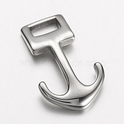 304 Stainless Steel Anchor Hook Clasps, For Leather Cord Bracelets Making, Anchor, Stainless Steel Color, 31.5x19.5x4.5mm, Hole: 4.5x8.5mm(STAS-E133-025P)