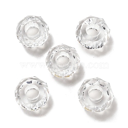 Transparent Resin European Beads, Large Hole Beads, Faceted, Rondelle, Clear, 13.5x8mm, Hole: 5.5mm(RESI-B020-05C)