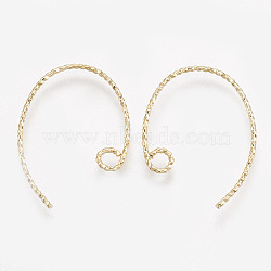 Brass Earring Hooks, Ear Wire, with Horizontal Loop, Real 18K Gold Plated, 23x16.5x1mm, Hole: 2mm(X-KK-S348-032)