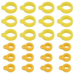 60Pcs 2 Style Silicone Pendant, for Electronic stylus & Lighter Making, Ring, Yellow, 16x12~13x6mm, Hole: 2.5mm, 8mm inner diameter, 30pcs/style(SIL-GF0001-42A)